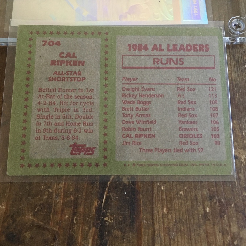 Cal Ripken 1985 Topps All Star - Picture 2 of 2